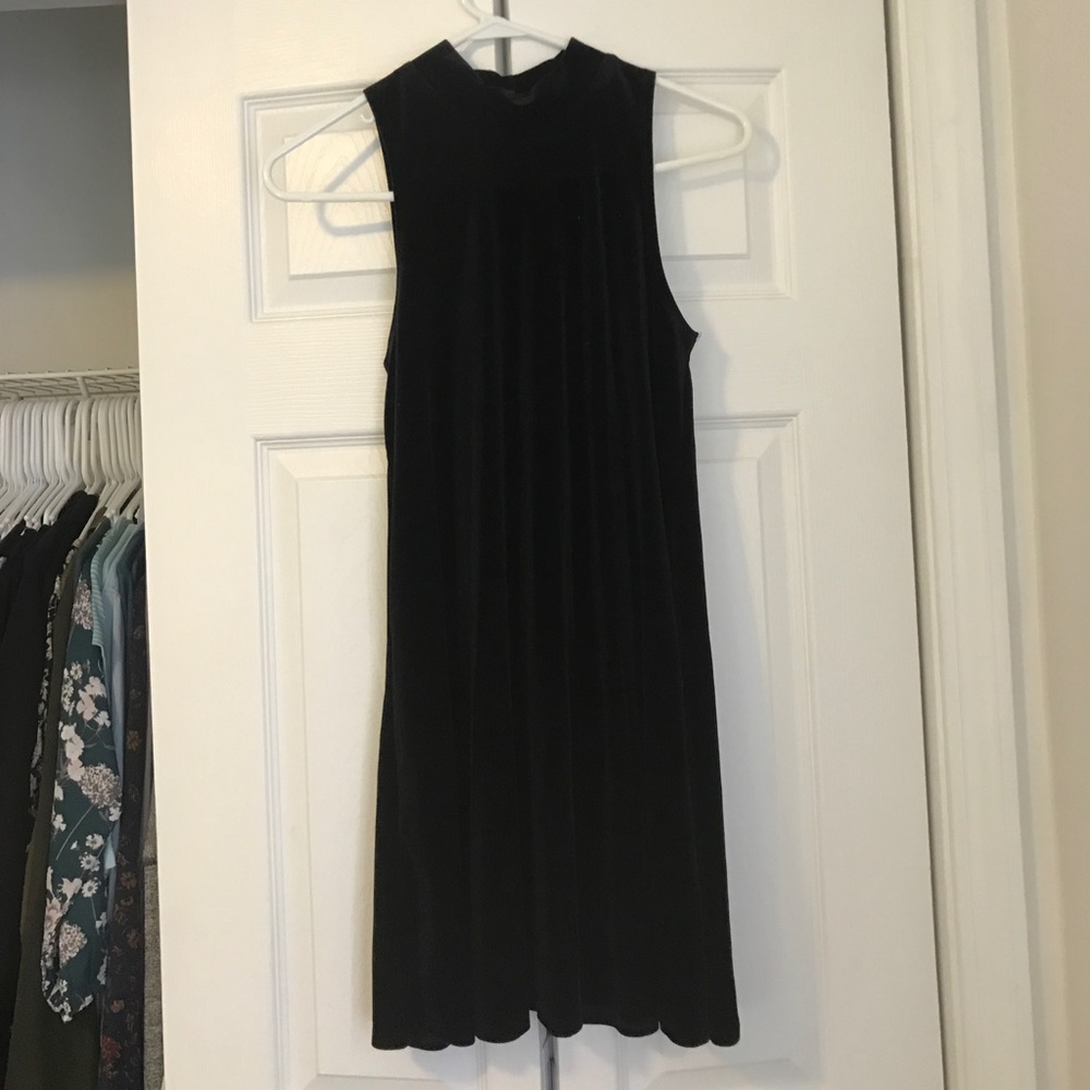 Black velvet high neck dress
